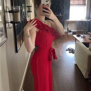 !BRAND NEW, NEVER WORN! 
EXPRESS Red Off the Shoulder Jump Suit
